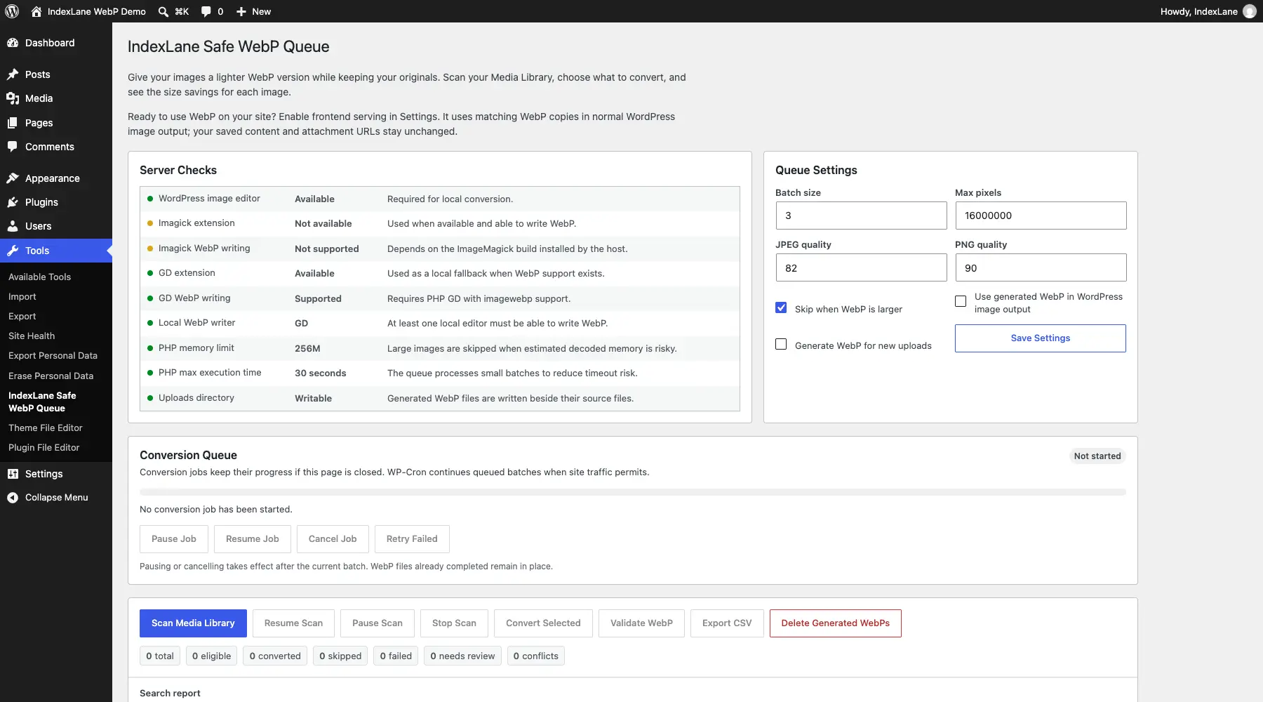 IndexLane Safe WebP Queue