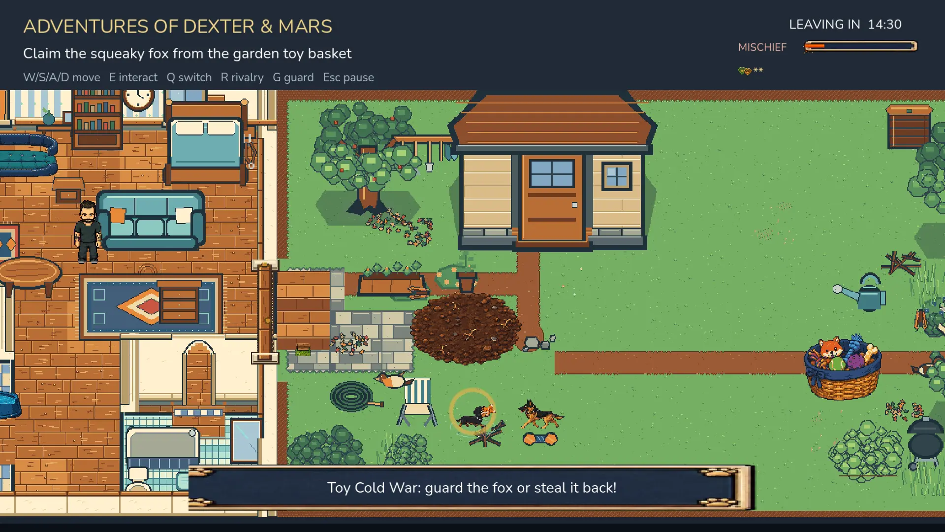 Toy Cold War adds possession, guarding and playful rivalry around the squeaky fox.