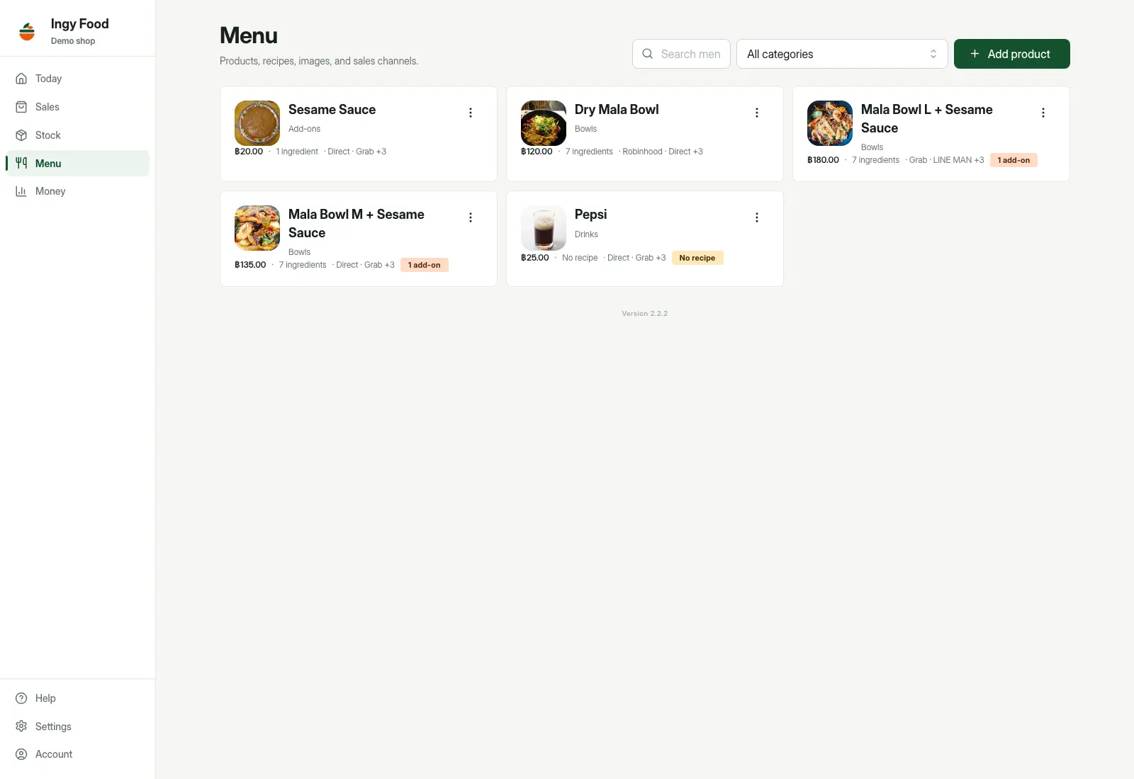 Food Cost & Profit Tracker - products