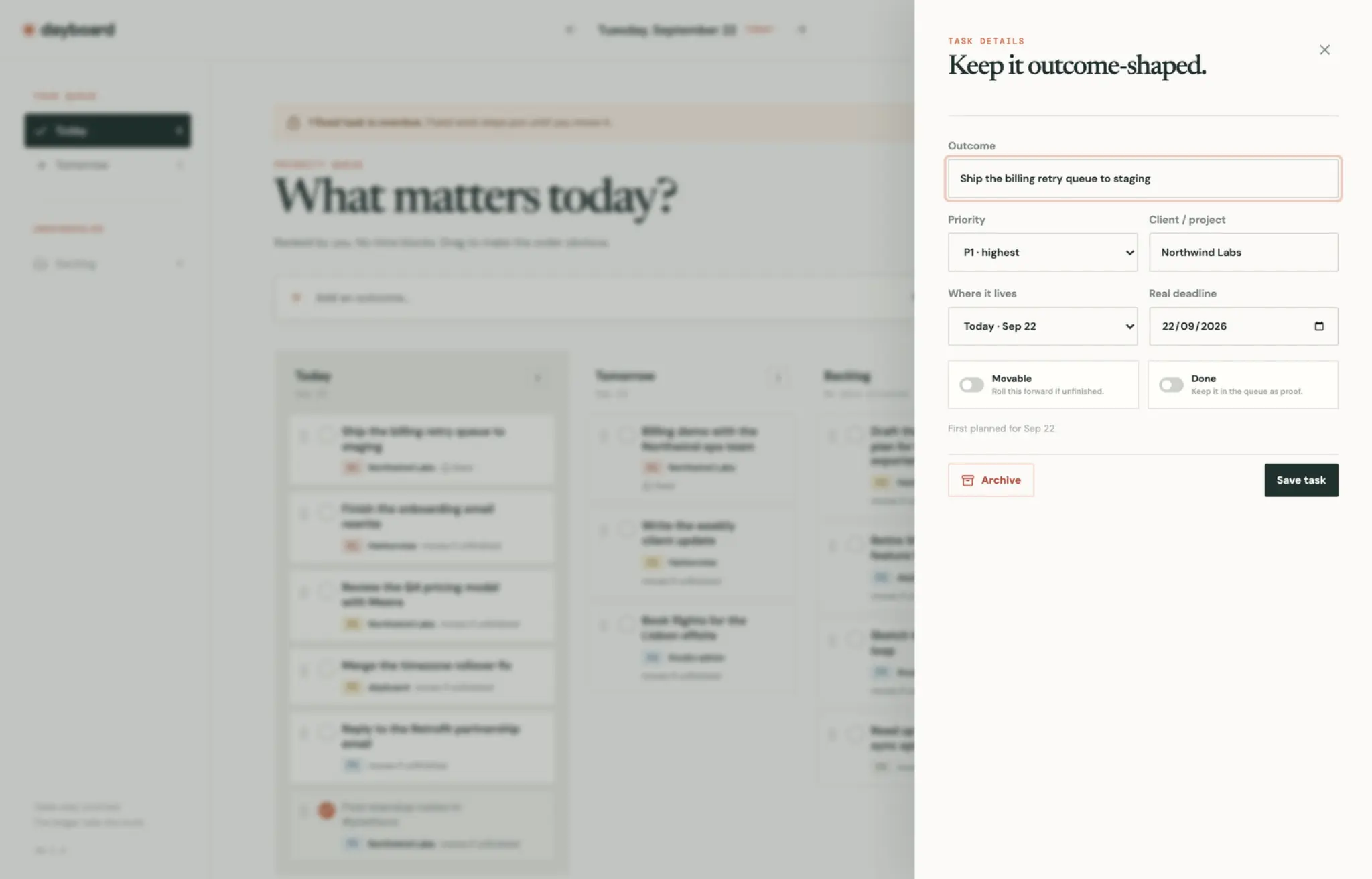 dayboard task detail