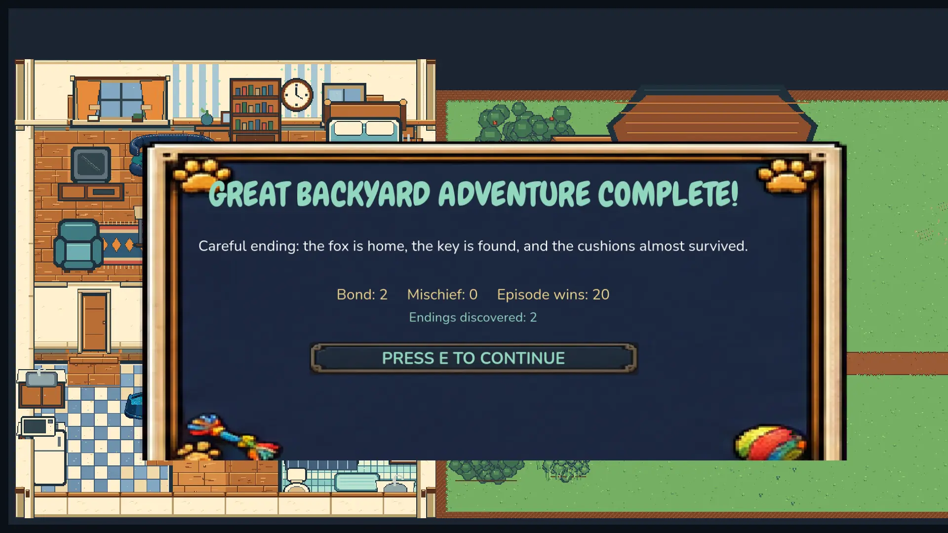 Episode completion records the outcome and discovered endings.