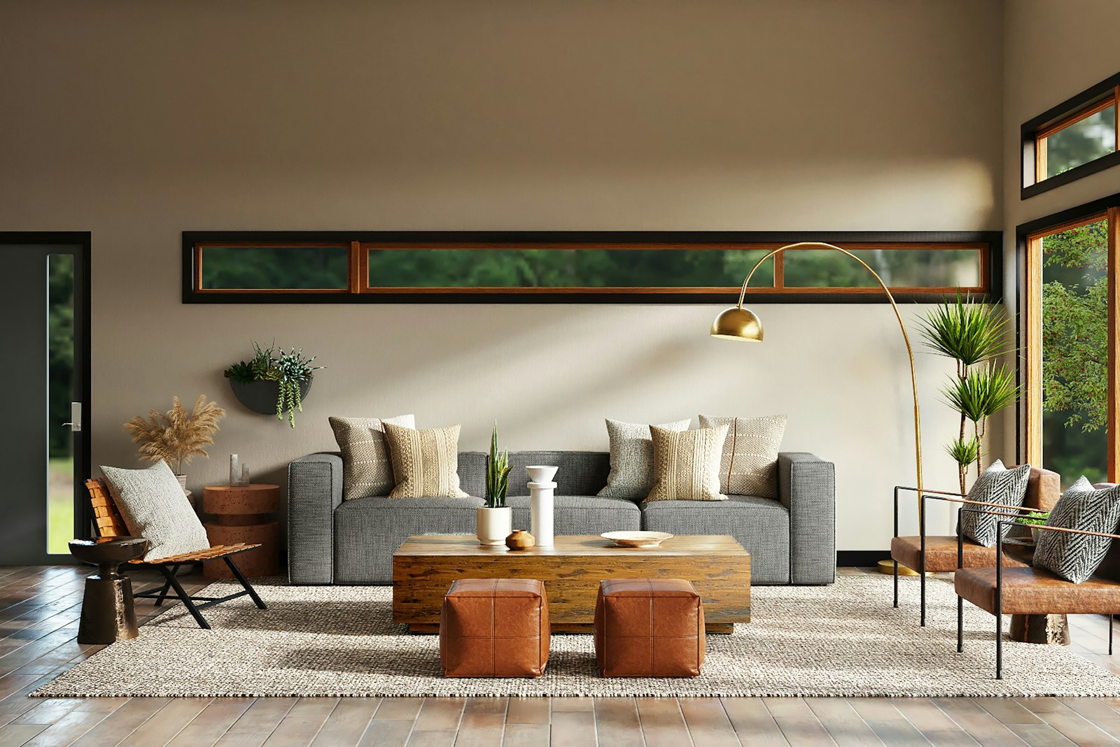 Cove sofa in sand linen in a sunlit living room
